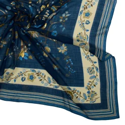 E.Marinella STOLA BLU 140 IN LANA E CASHMERE Albero della vita Clearance