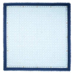 E.Marinella STOLA BLU 115 IN LANA, SETA E CASHMERE Fiori d’archivio Clearance