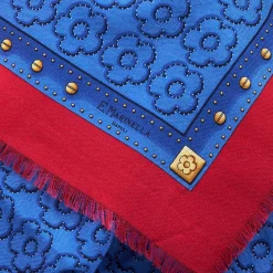 E.Marinella STOLA BLU 115 IN LANA SETA E CASHMERE Fiori d’archivio Sale