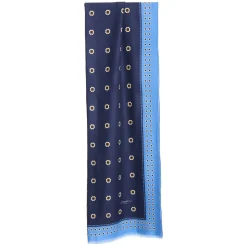 E.Marinella STOLA BLU SCURO IN LANA Decorazioni floreali Outlet