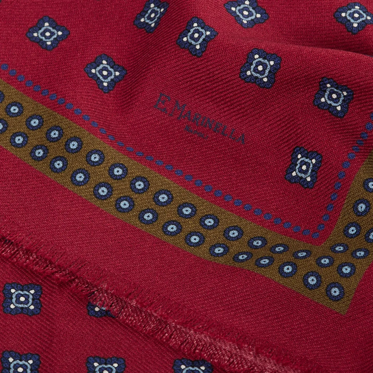 E.Marinella STOLA BORDEAUX IN LANA Decorazioni floreali Clearance