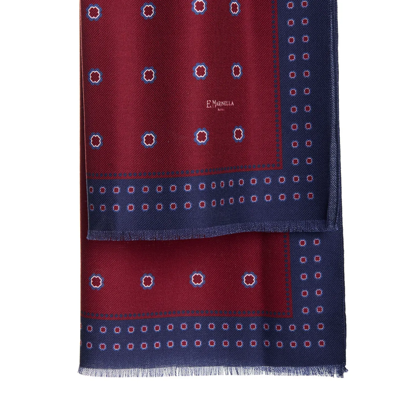E.Marinella STOLA BORDEAUX IN LANA Decorazioni floreali Outlet
