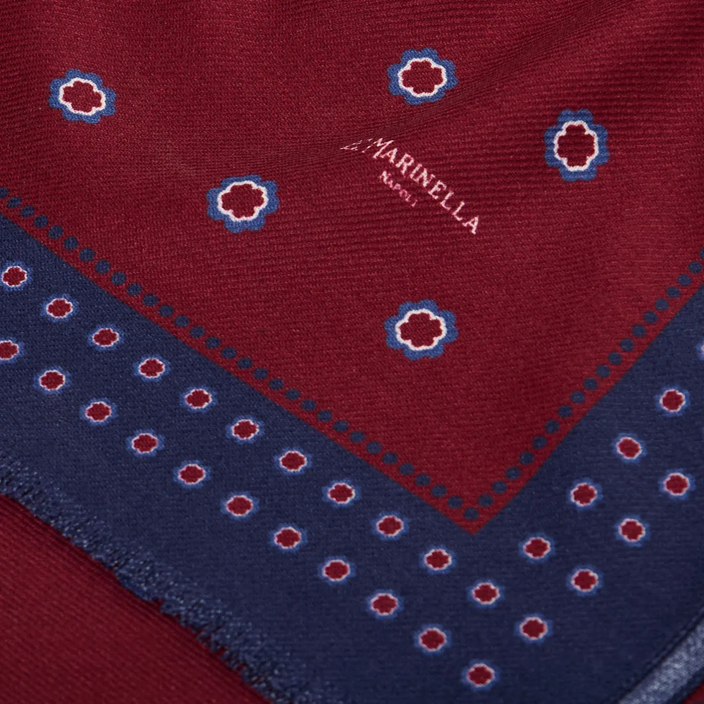 E.Marinella STOLA BORDEAUX IN LANA Decorazioni floreali Outlet