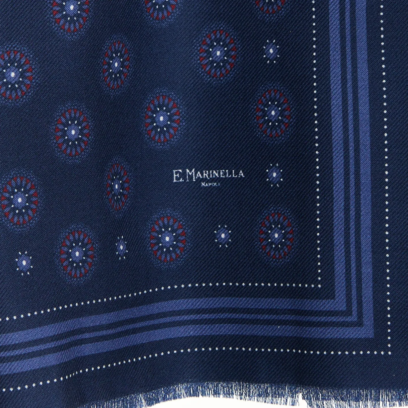 E.Marinella STOLA DARK BLUE IN LANA Decorazioni floreali Sale