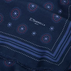 E.Marinella STOLA DARK BLUE IN LANA Decorazioni floreali Sale