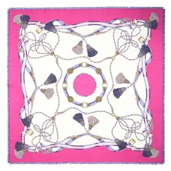 E.Marinella STOLA FUCSIA 115 IN LANA, SETA E CASHMERE Nappine e chiavi Online