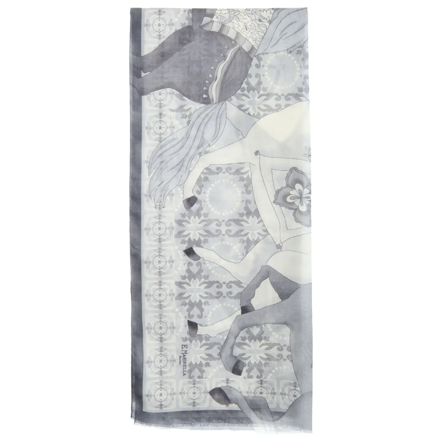 E.Marinella STOLA GRIGIA IN CASHMERE Collezione elefanti Discount