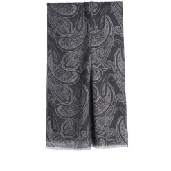 E.Marinella STOLA GRIGIA IN LANA Fantasia paisley Discount