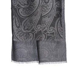 E.Marinella STOLA GRIGIA IN LANA Fantasia paisley Discount