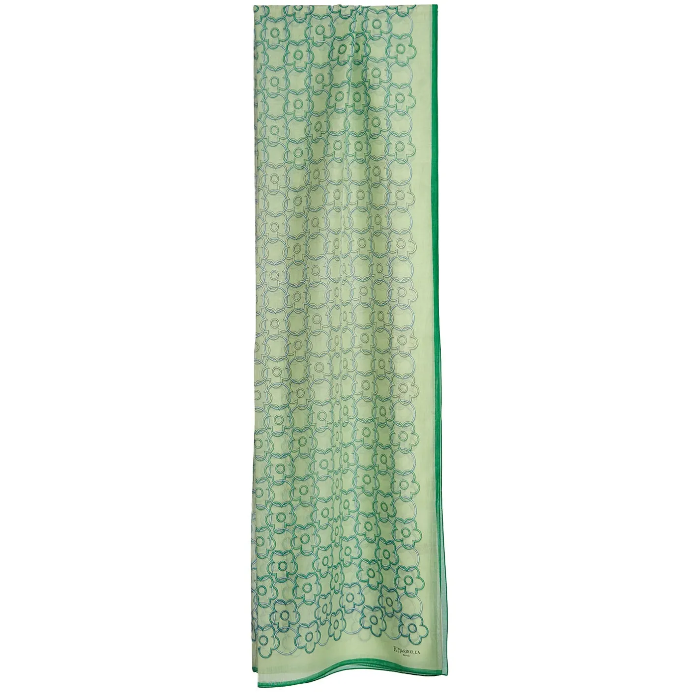 E.Marinella STOLA IN VOILE DI COTONE E SETA VERDE Fiore monogram 100 Online