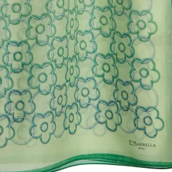 E.Marinella STOLA IN VOILE DI COTONE E SETA VERDE Fiore monogram 100 Online