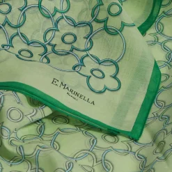 E.Marinella STOLA IN VOILE DI COTONE E SETA VERDE Fiore monogram 100 Online