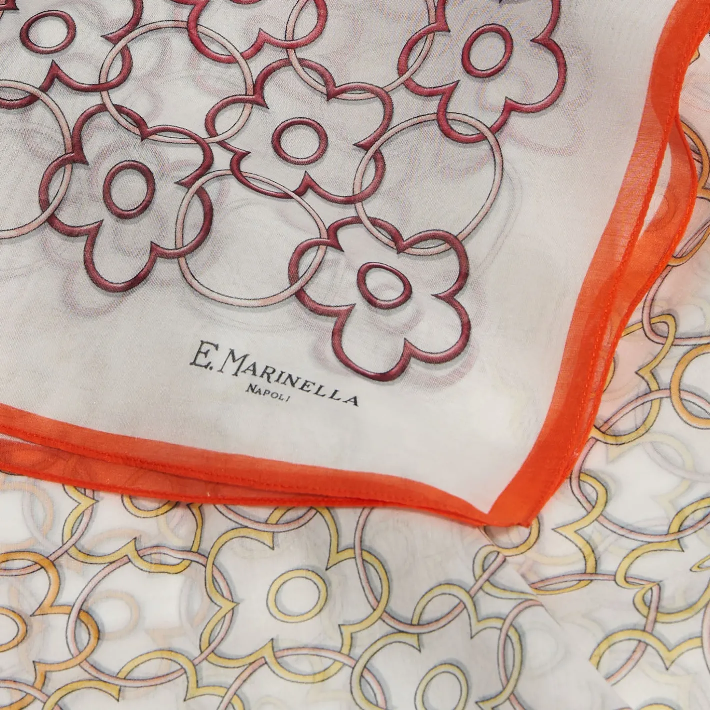 E.Marinella STOLA IN VOILE DI COTONE E SETA ARANCIONE Fiore monogram 100 Online