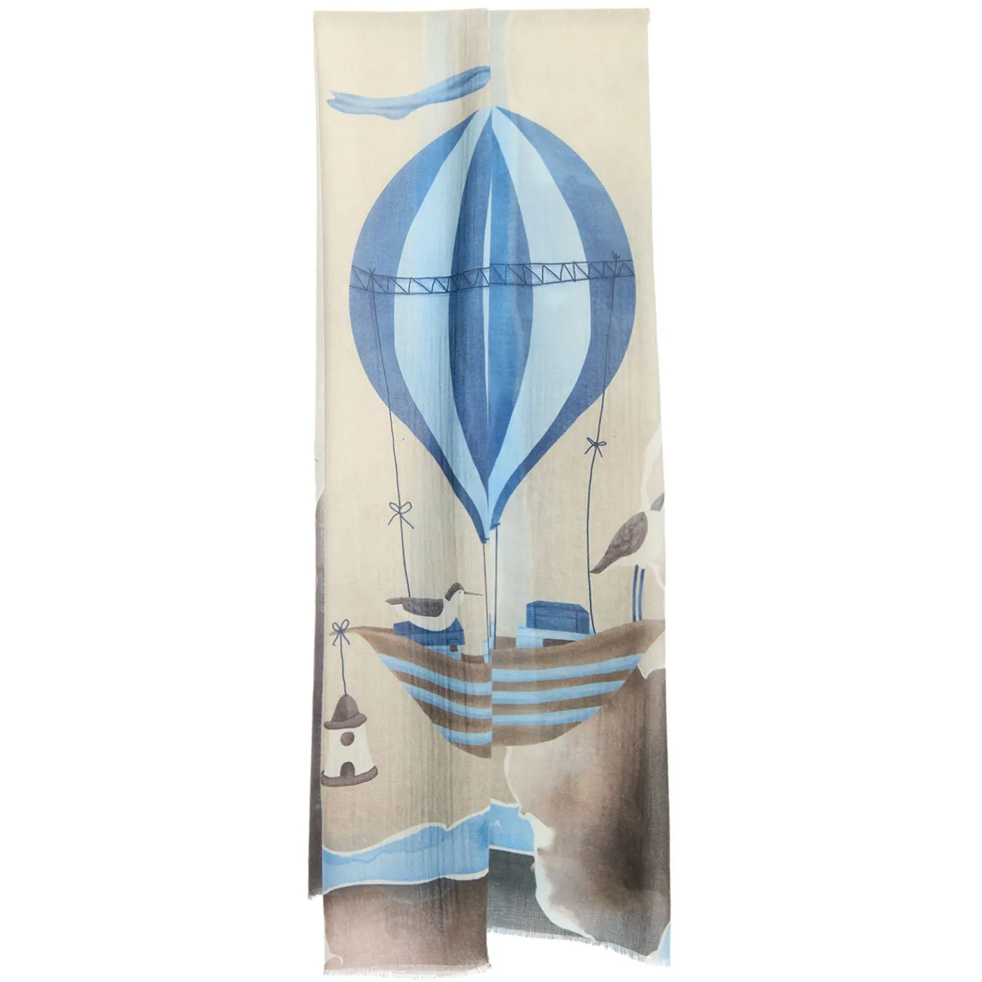 E.Marinella STOLA MARRONE IN CASHMERE Collezione mongolfiere Clearance
