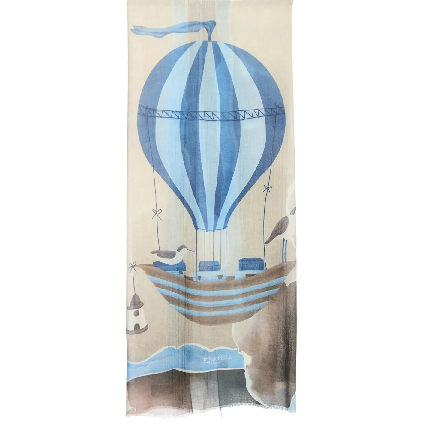 E.Marinella STOLA MARRONE IN CASHMERE Collezione mongolfiere Clearance