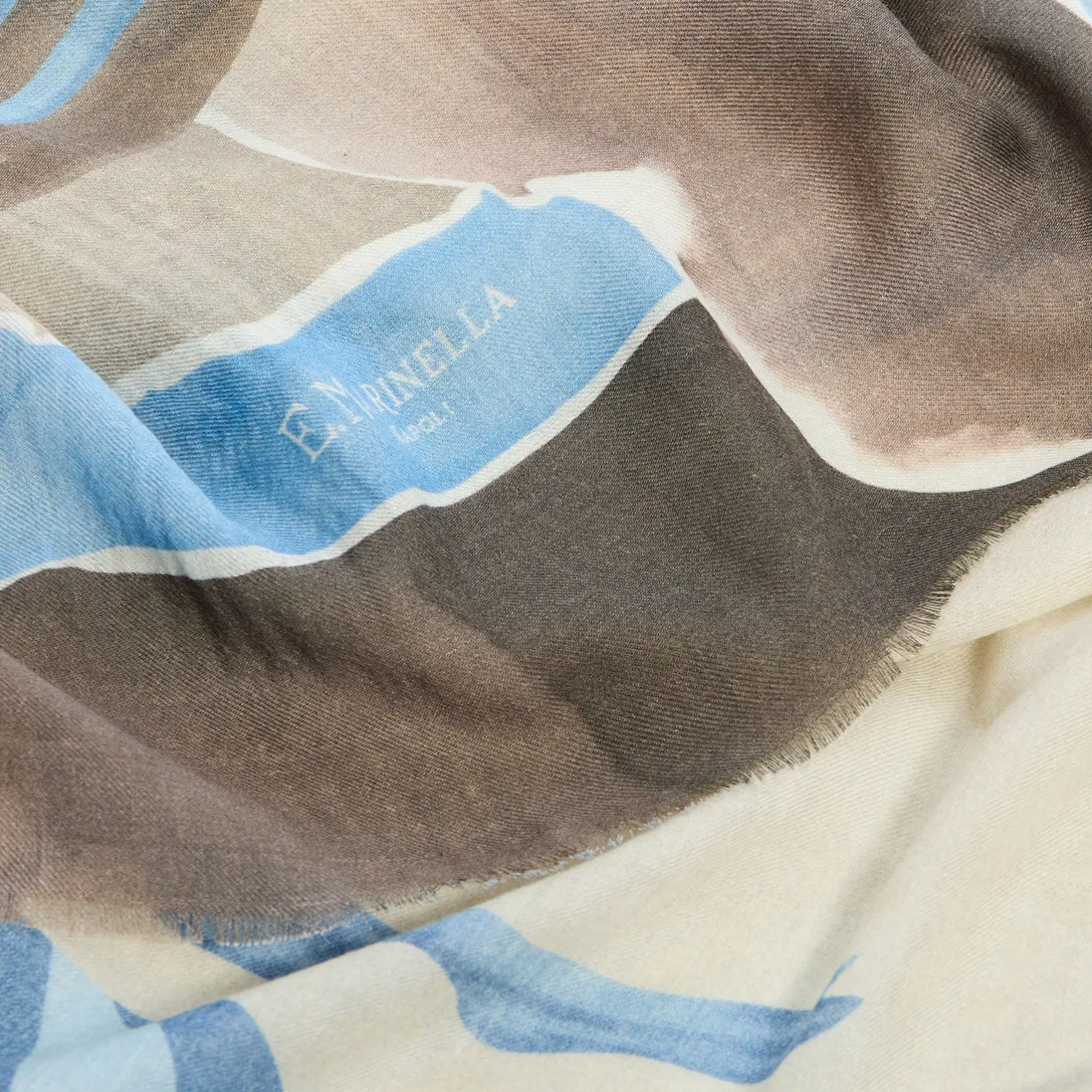 E.Marinella STOLA MARRONE IN CASHMERE Collezione mongolfiere Clearance