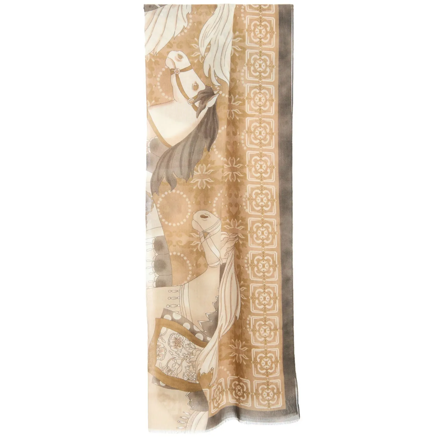 E.Marinella STOLA MARRONE IN CASHMERE Collezione elefanti Best