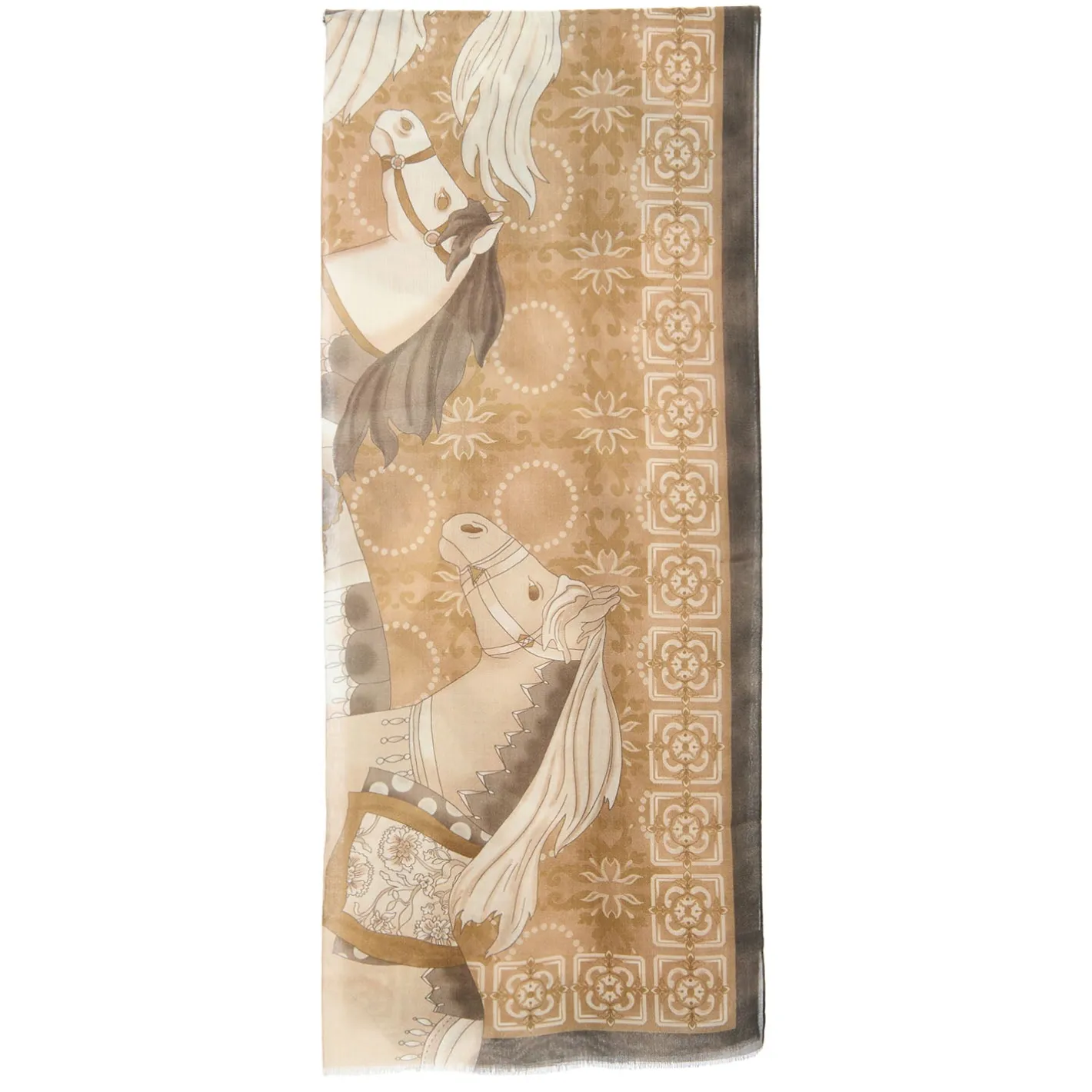 E.Marinella STOLA MARRONE IN CASHMERE Collezione elefanti Best