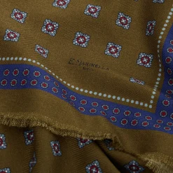 E.Marinella STOLA MARRONE IN LANA Decorazioni floreali Discount