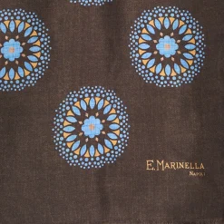 E.Marinella STOLA MARRONE SCURO IN SETA MADDER Collezione floreale Online