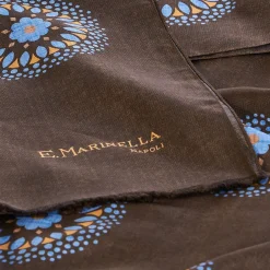 E.Marinella STOLA MARRONE SCURO IN SETA MADDER Collezione floreale Online
