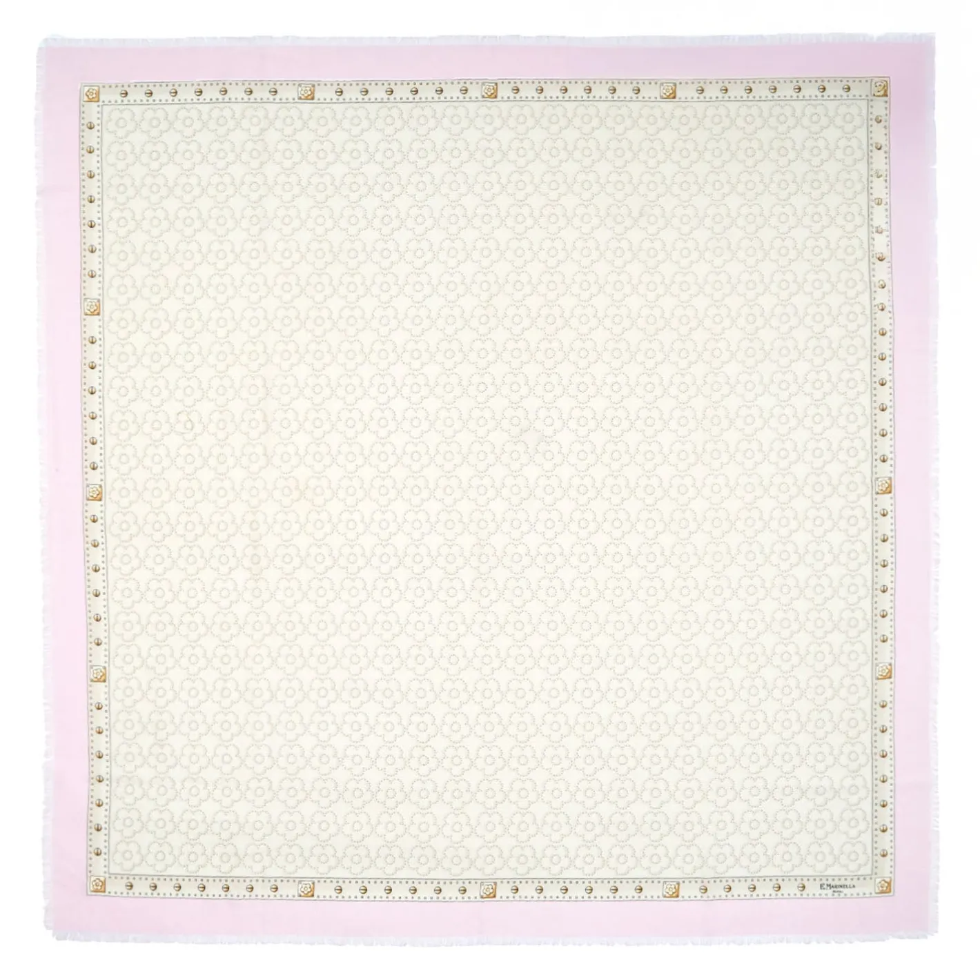 E.Marinella STOLA ROSA 115 IN LANA, SETA E CASHMERE Fiori d’archivio Discount