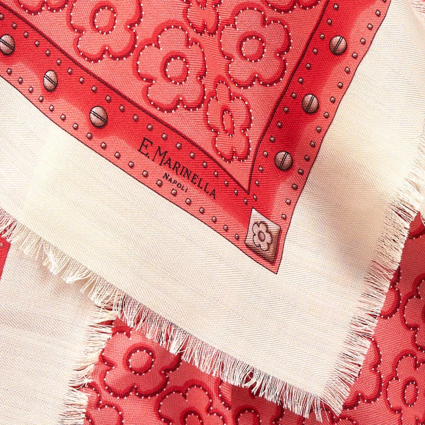 E.Marinella STOLA ROSA 115 IN LANA, SETA E CASHMERE Fiori d’archivio Sale