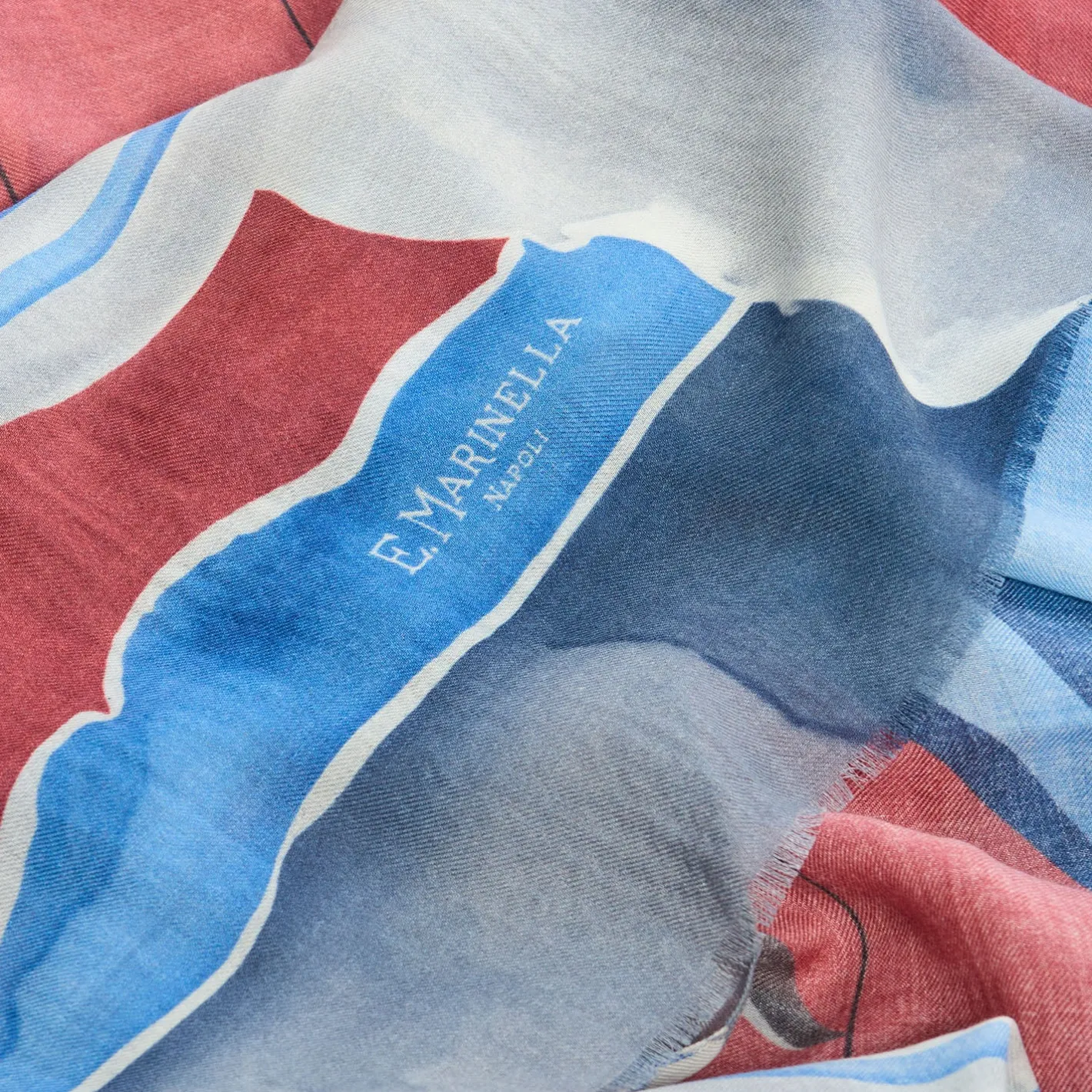 E.Marinella STOLA ROSSA IN CASHMERE Collezione mongolfiere Best