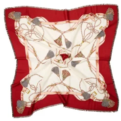 E.Marinella STOLA ROSSA 115 IN LANA, SETA E CASHMERE Nappine e chiavi Discount