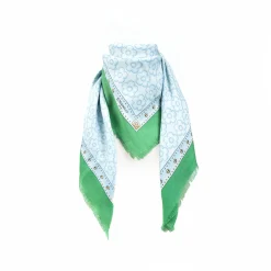 E.Marinella STOLA VERDE 115 IN LANA, SETA E CASHMERE Fiori d’archivio
