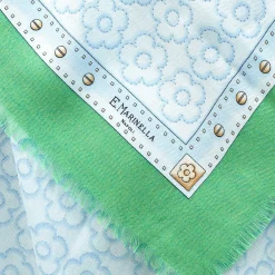 E.Marinella STOLA VERDE 115 IN LANA, SETA E CASHMERE Fiori d’archivio
