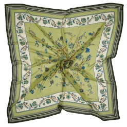 E.Marinella STOLA VERDE OLIVA 140 IN LANA E CASHMERE Albero della vita Sale