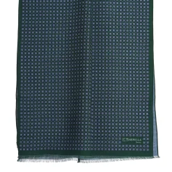 E.Marinella STOLA VERDE SCURO In lana con decorazioni floreali Discount