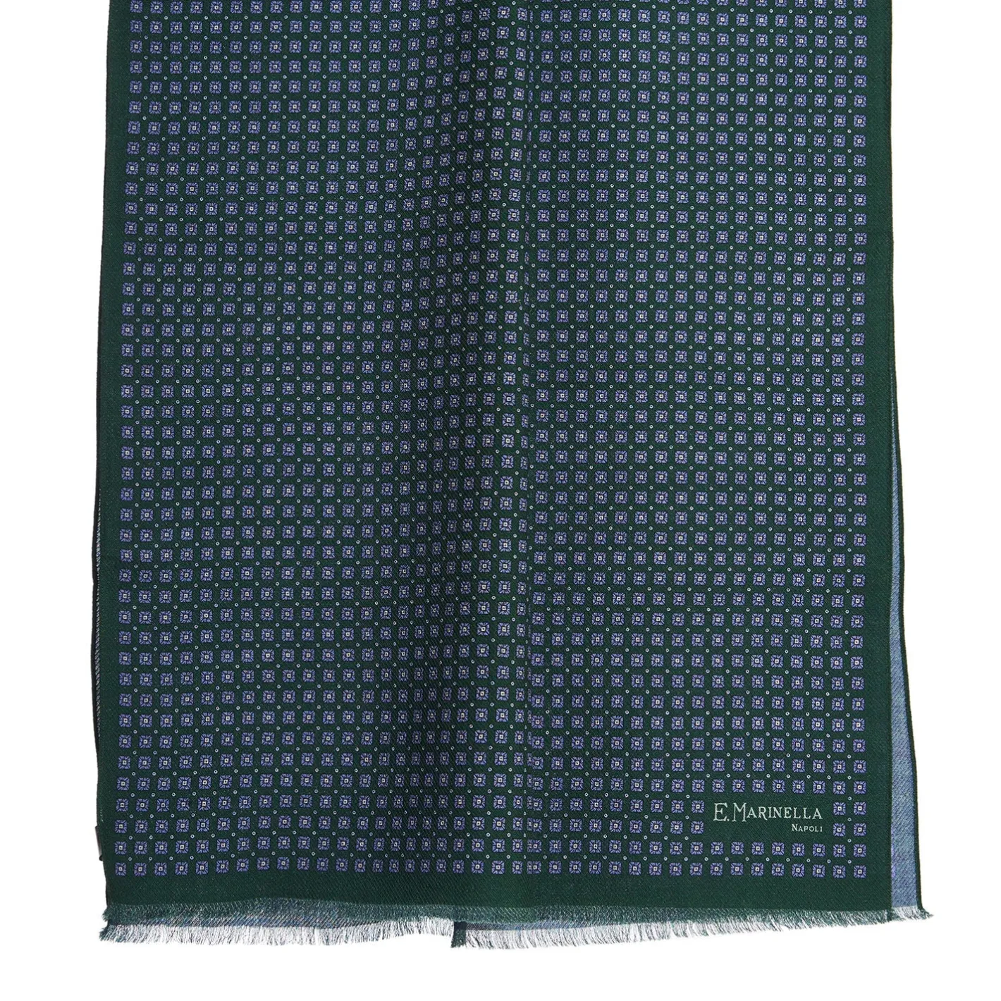 E.Marinella STOLA VERDE SCURO In lana con decorazioni floreali Discount