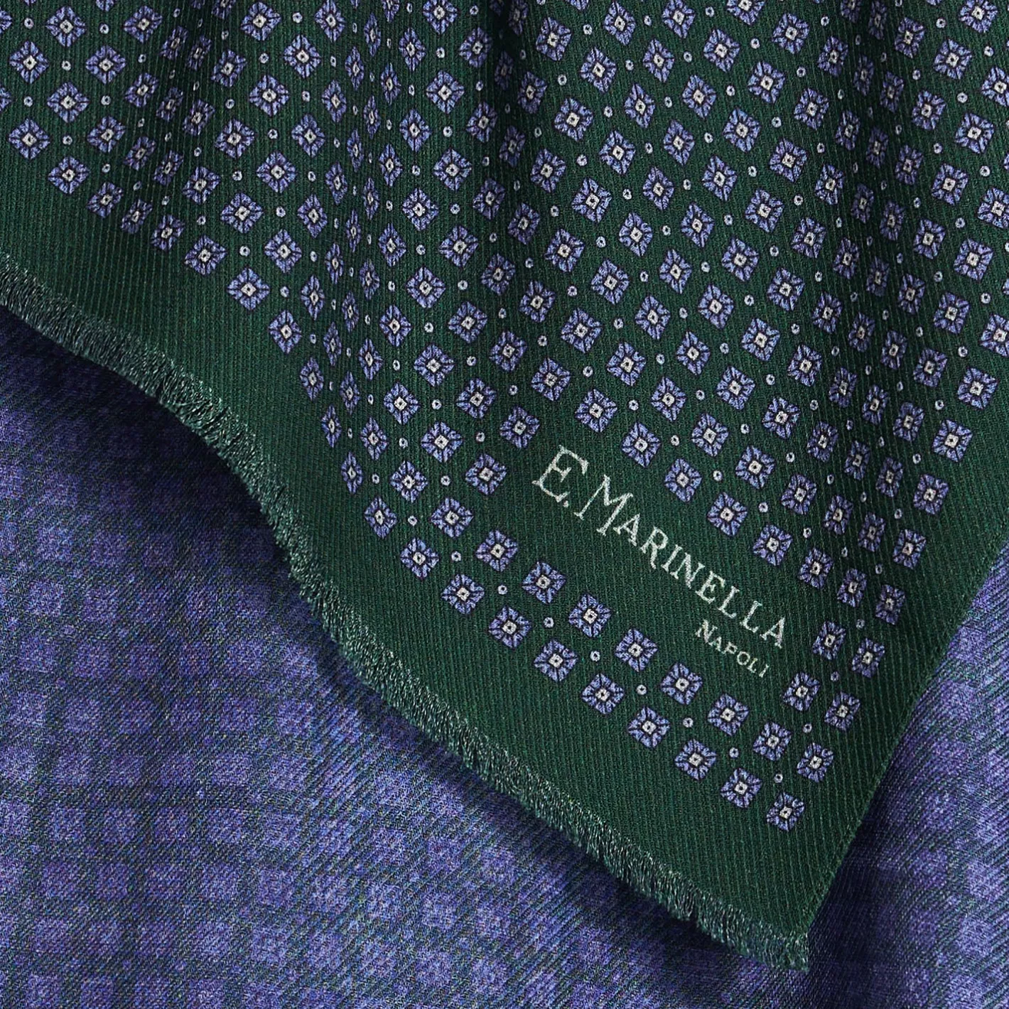 E.Marinella STOLA VERDE SCURO In lana con decorazioni floreali Discount