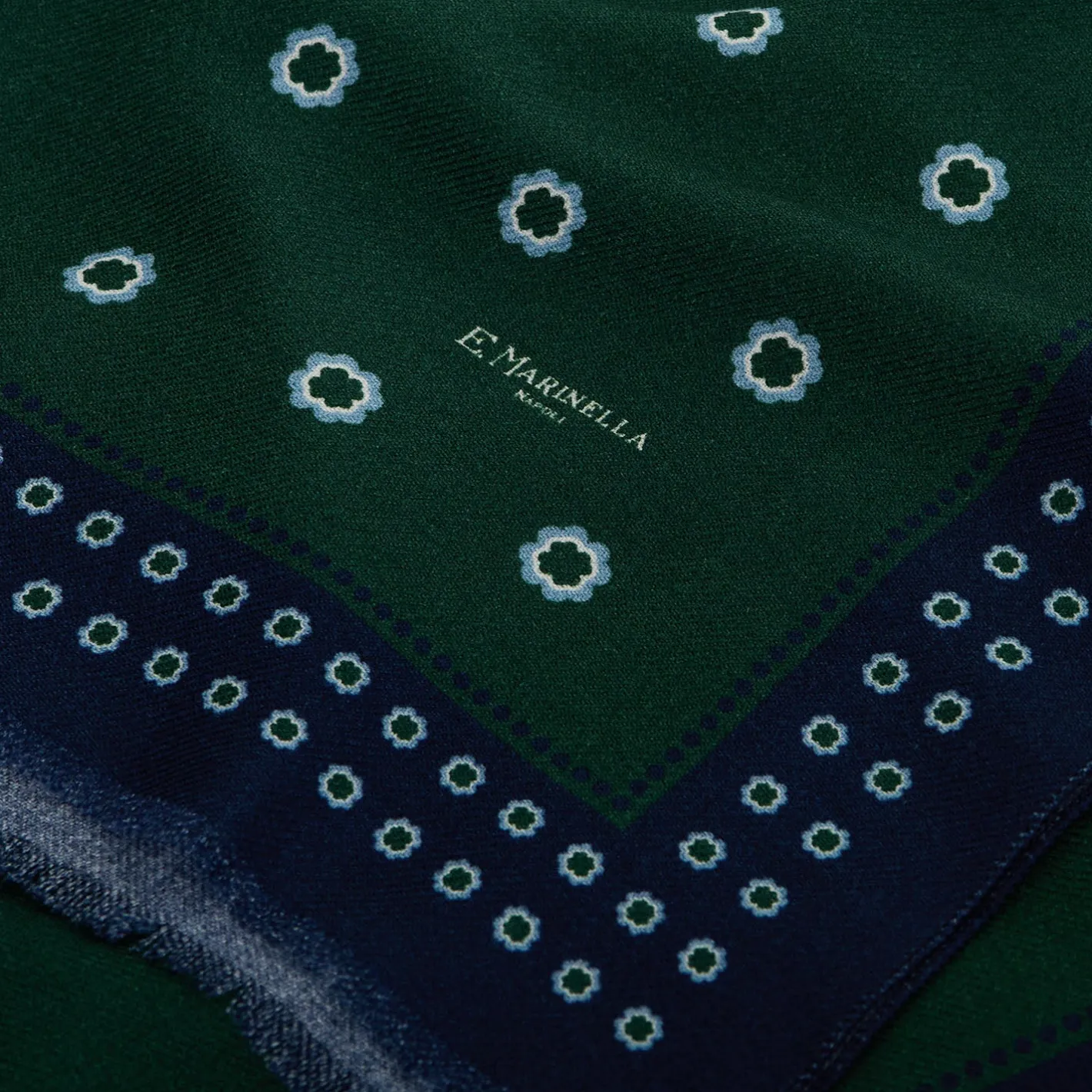 E.Marinella STOLA VERDE SCURO IN LANA Decorazioni floreali Online