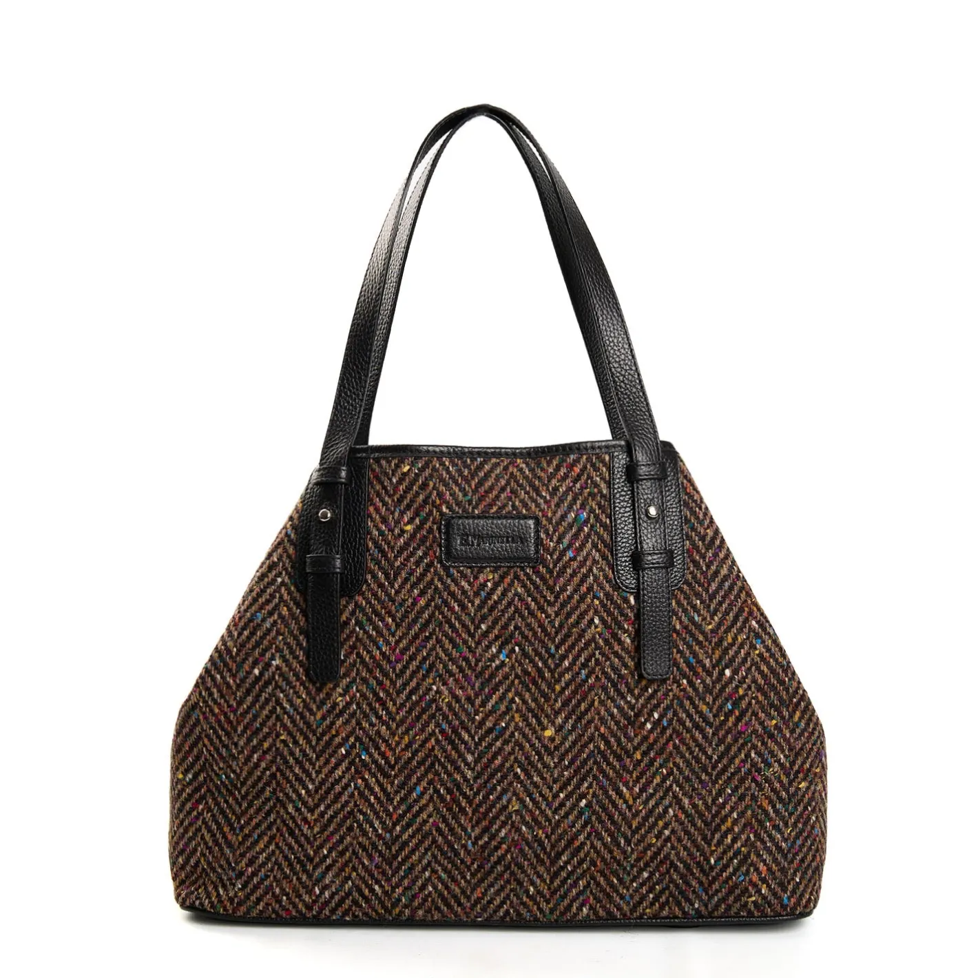 E.Marinella TOTE BAG MARRONE E NERA In lana e pelle martellata Discount