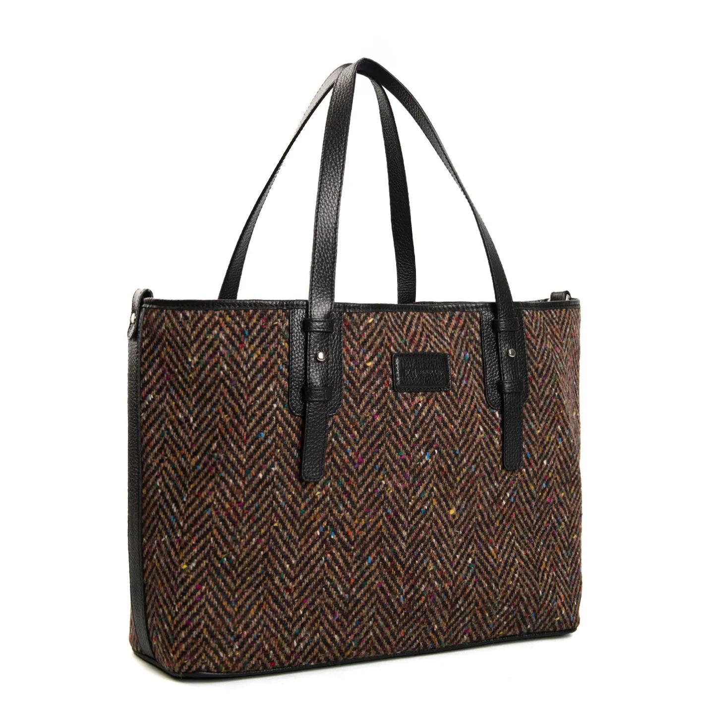 E.Marinella TOTE BAG MARRONE E NERA In lana e pelle martellata Discount