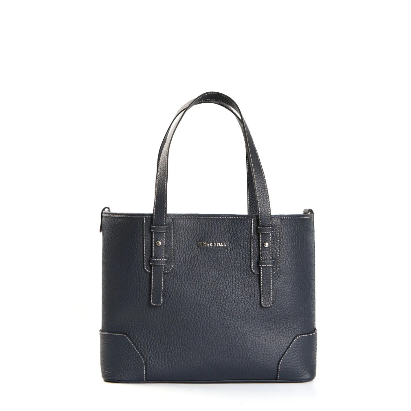 E.Marinella TOTE BAG MIDI BLU SCURO In pelle martellata Online