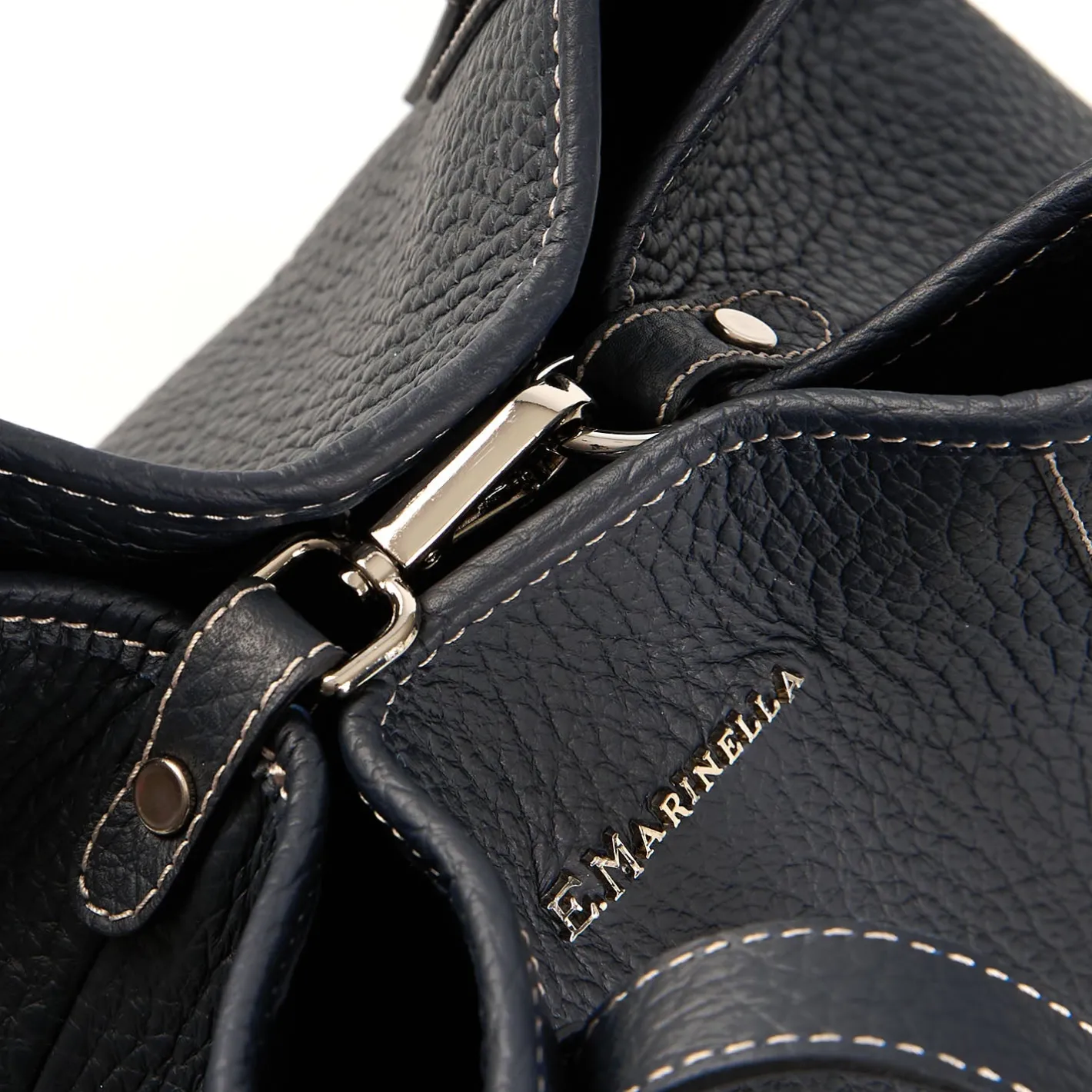 E.Marinella TOTE BAG MIDI BLU SCURO In pelle martellata Online