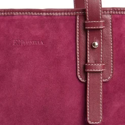 E.Marinella TOTE BAG MIDI BORDEAUX In suede e pelle Discount