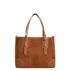 E.Marinella TOTE BAG MIDI COLOR CUOIO In suede e pelle Clearance