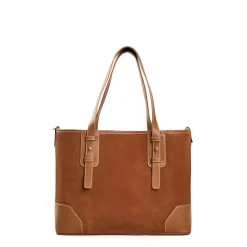 E.Marinella TOTE BAG MIDI COLOR CUOIO In suede e pelle Clearance