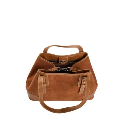 E.Marinella TOTE BAG MIDI COLOR CUOIO In suede e pelle Clearance
