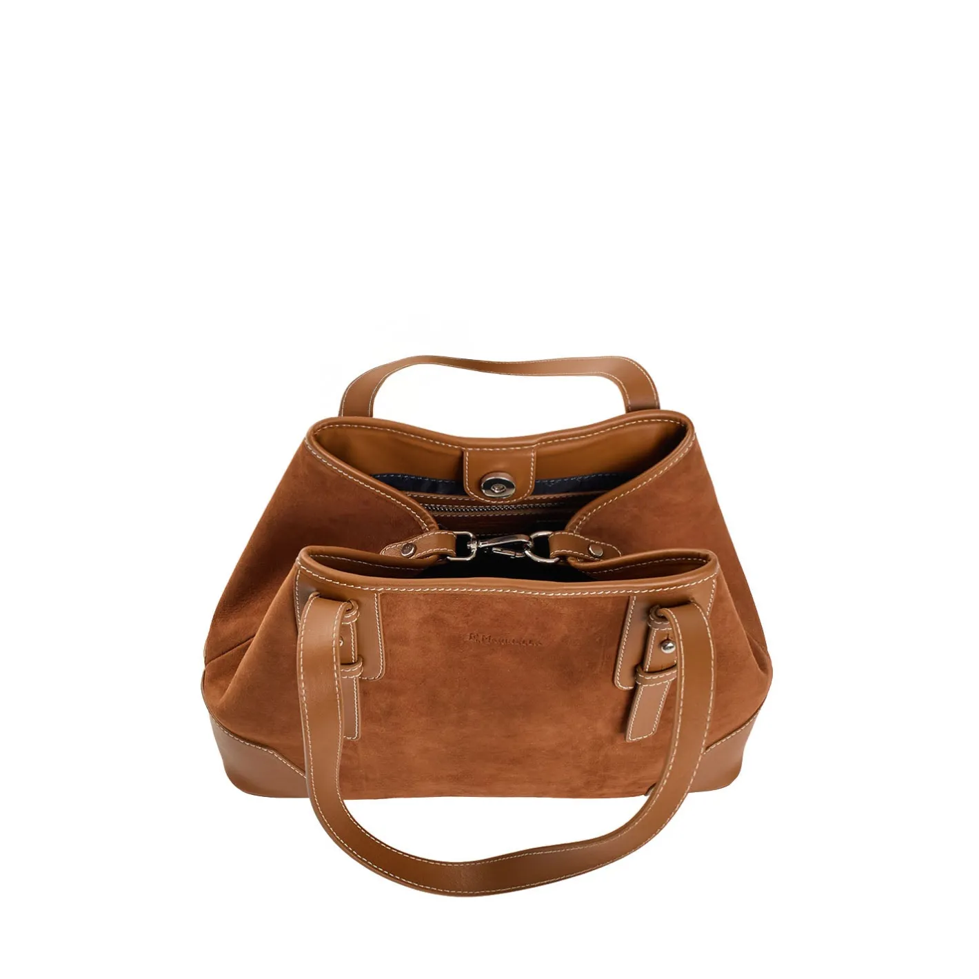 E.Marinella TOTE BAG MIDI COLOR CUOIO In suede e pelle Clearance