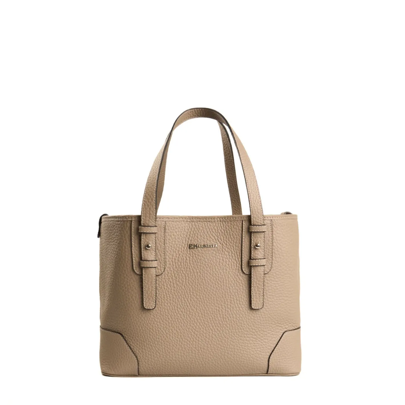 E.Marinella TOTE BAG MIDI COLOR TORTORA In pelle martellata Clearance