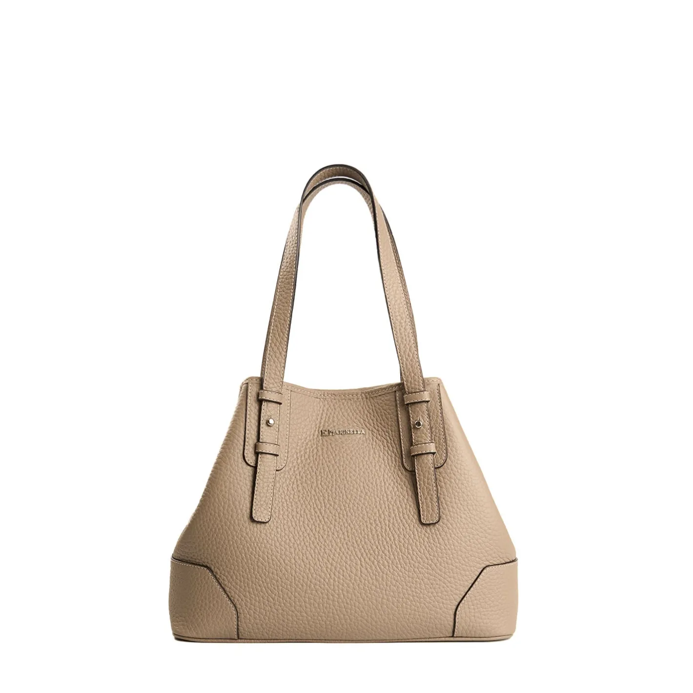 E.Marinella TOTE BAG MIDI COLOR TORTORA In pelle martellata Clearance