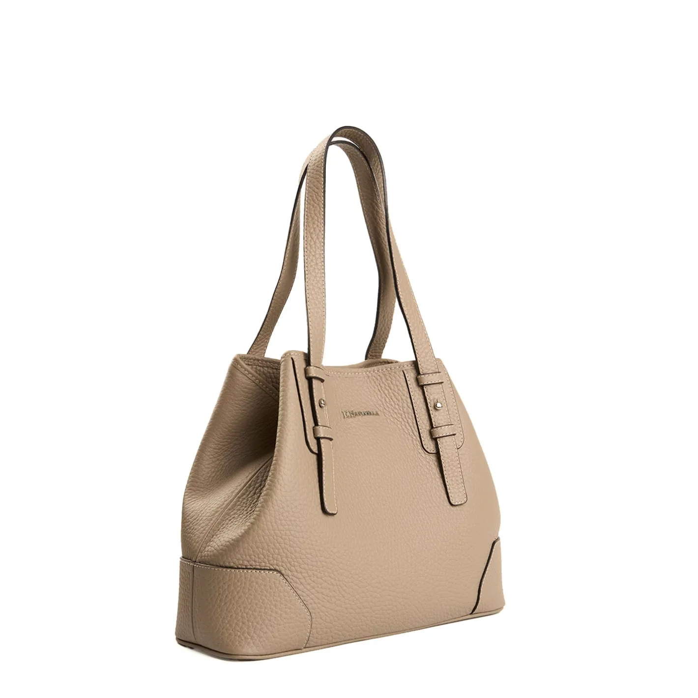 E.Marinella TOTE BAG MIDI COLOR TORTORA In pelle martellata Clearance