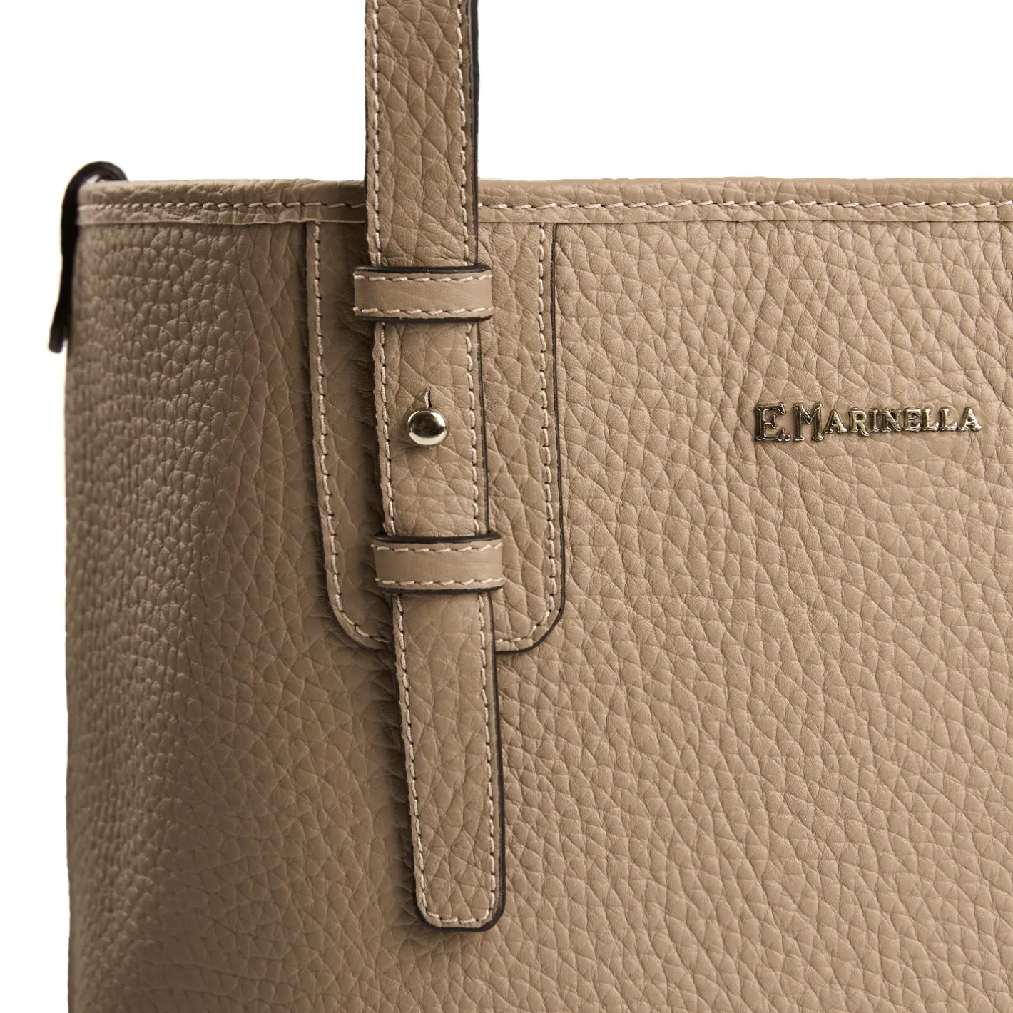 E.Marinella TOTE BAG MIDI COLOR TORTORA In pelle martellata Clearance