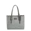 E.Marinella TOTE BAG MIDI GRIGIO CHIARO In lana e pelle Clearance